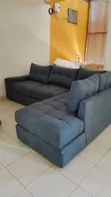 5 Seater L-Shaped Dark Grey Sofa - 1