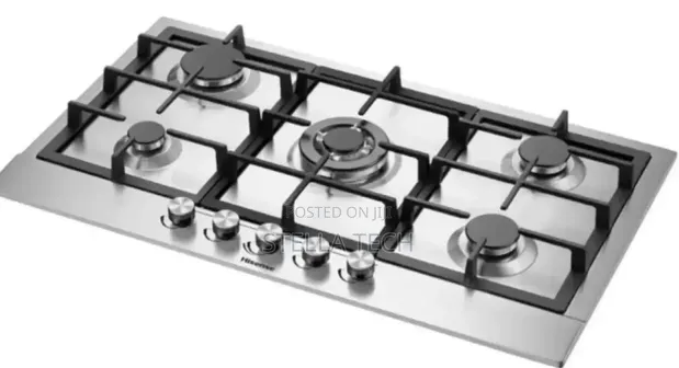 Hisense 86cm Built-in Gas Hob - Black Stainless Steel - 1