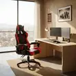 Ergonomic High Back Office Chair - Red Leather - 3