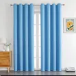 Sky Blue Polyester Living Room Curtains & Sheers - 1