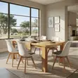 Armless Cushioned Dining Chairs - Brown - 4