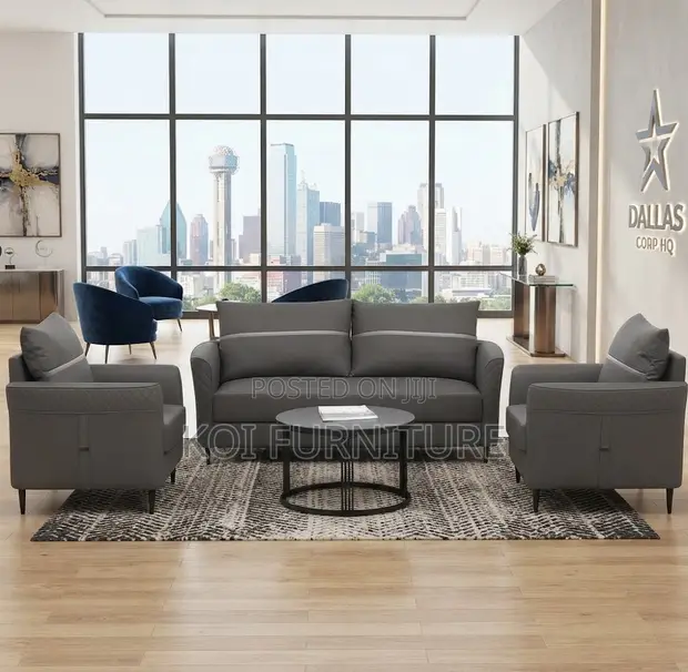 Executive 5-Seater Gray Modern Sofa Set - 1