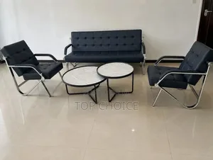 Modern Leather Office Waiting Sofa Set with Coffee Tables