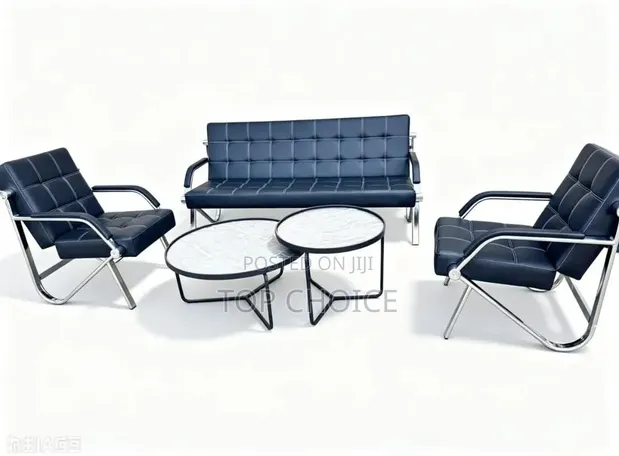 Luxury 5-Seater Office Sofa Set with Marble Coffee Tables - 1