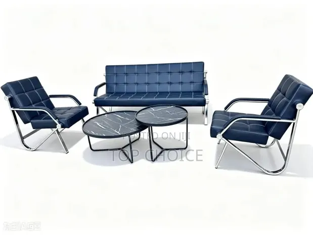 Modern Leather Office Waiting Sofa Set with Coffee Tables - 1