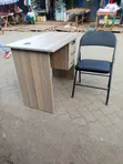 0.9m Office Desk and Foldable Chair Set - 2