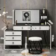 Makeup Vanity Table with LED Mirror and Stool - 2