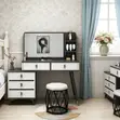 Makeup Vanity Table with LED Mirror and Stool - 3