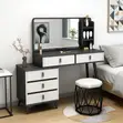 Makeup Vanity Table with LED Mirror and Stool - 4