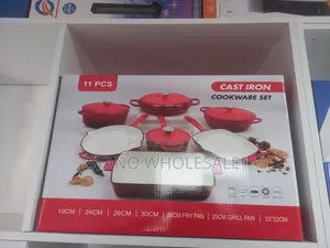 Sufuria za Chuma cha Kutupwa na Enamel Nyekundu (Seti)