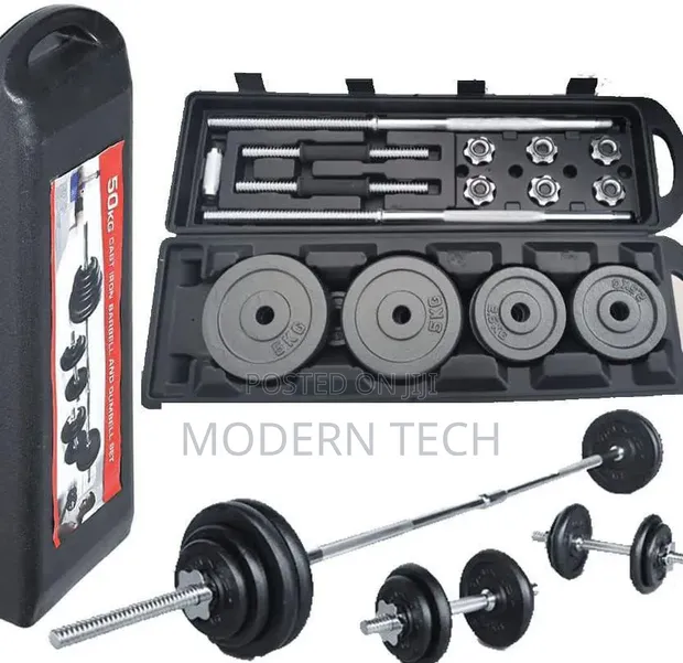 York 50kg Dumbbell & Barbell Set - 1