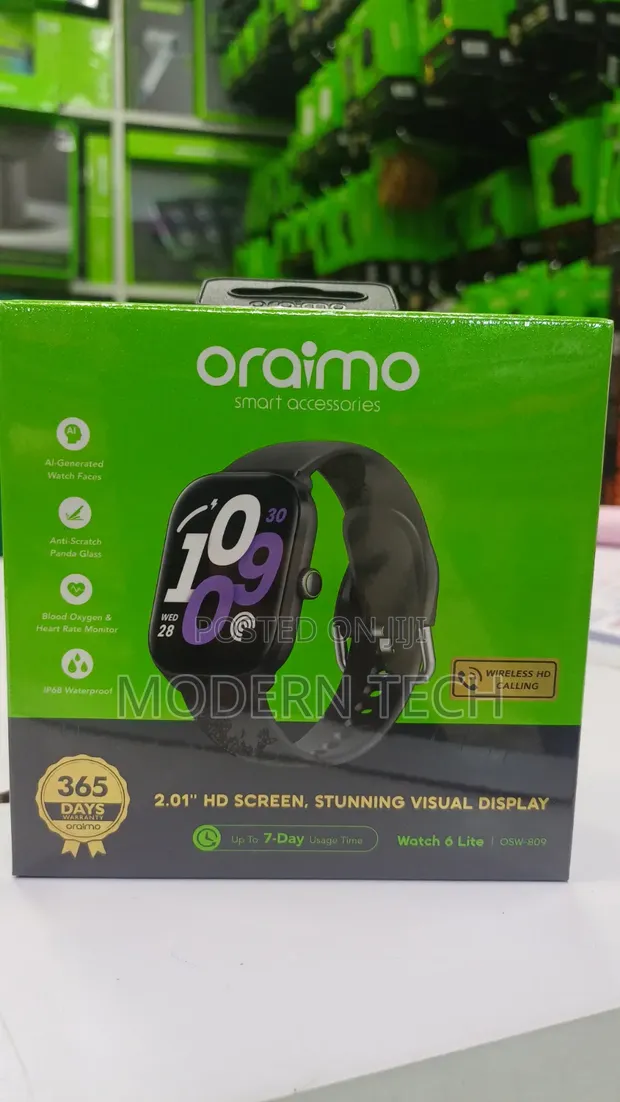 Oraimo Watch 6 Lite Smartwatch 2.01" Skrini ya HD - 1