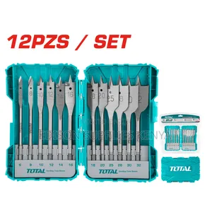 Total 12pcs Flat Wood Drill Bits 1/4" Hex 152mm Spade Bits