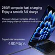 Kebo ya 240W USB-C hadi USB-C yenye Kidhibiti Kisichoonekana - 1