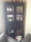 Used Brown Wooden Corner Cupboard - 1
