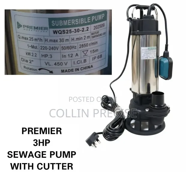 Premier 3HP Pumpi ya Maji na Kikata - 1