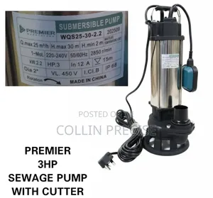 Premier 3HP Pumpi ya Maji na Kikata
