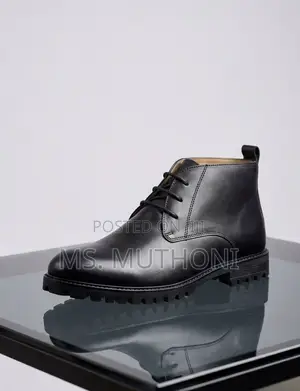 Viatu vya Ngozi Nyeusi vya Chukka kwa Wanaume Size 39-45