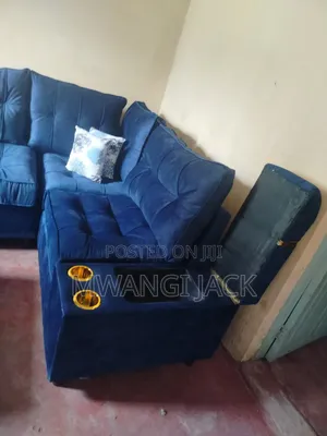 Brand New L-Shaped Sofa Set - Blue Fibre Spring