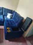 Brand New L-Shaped Sofa Set - Blue Fibre Spring - 2