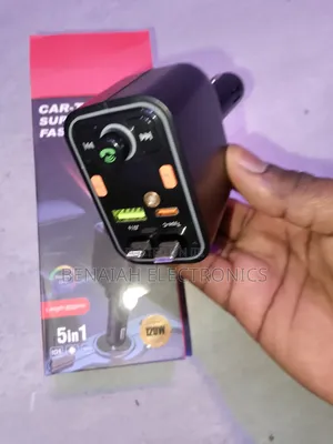 120W Car Charger/Modulator with Type-C & iPhone Cables