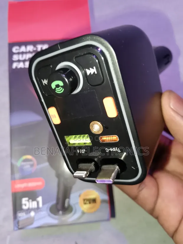 Car Super Charger (120W) with Type-C & iPhone Cables - 1