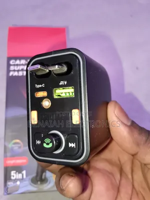 120W Car Charger/Modulator with Type-C & iPhone Cables