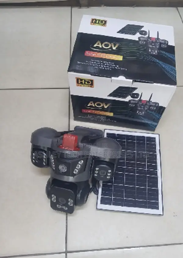 V380Pro Triple Lens WiFi Solar Security Camera with Siren - 1