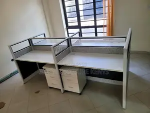 Modern Office Workstation Desk with Partitions & Drawers