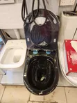 Black Toilet with Cistern and Seat Cover - 2