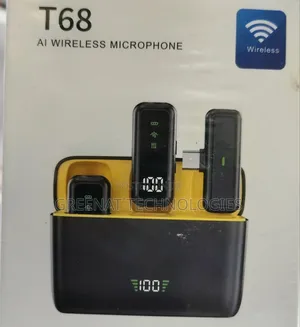 T68 AI Wireless Microphone - 2-in-1 Type-C, Noise Reduction
