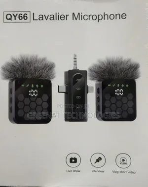 QY66 Dual Wireless Lavalier Microphone - 2 Mics, 20M Range