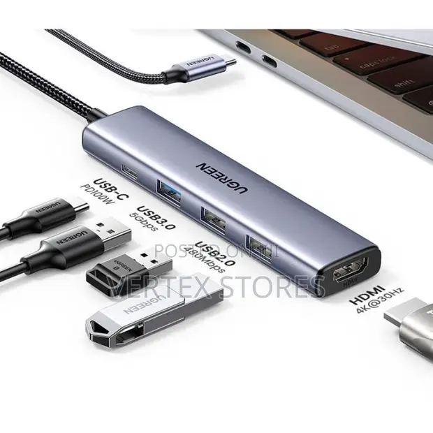 UGREEN 5-in-1 USB-C Docking Station - 4K HDMI, 100W PD (Gray) - 1
