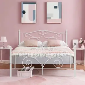 Premium Metal Kids Bed Frame - White