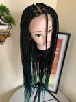 Braided Wig - Black/Turquoise, Waist Length, Glueless - 4