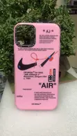 Pink Silicone Off-White Nike Air Jordan Case for iPhone 11 Pro Max - 2