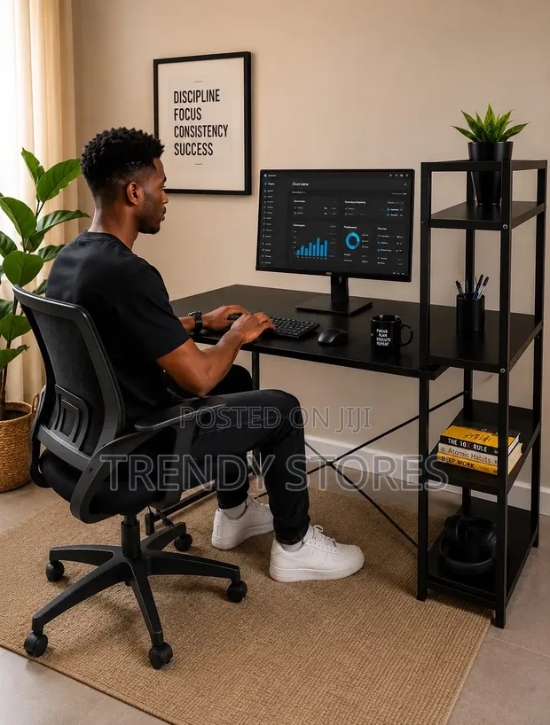 Ergonomic Desk with Shelves - 60x120x70cm - 1