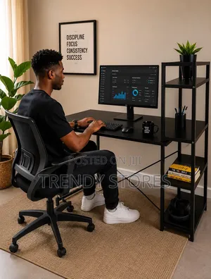Ergonomic Desk with Shelves - 60x120x70cm