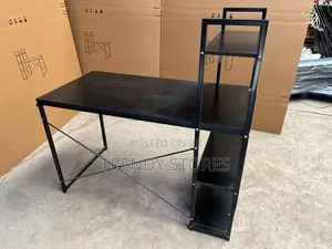 Modern Home Office Desk with Shelves