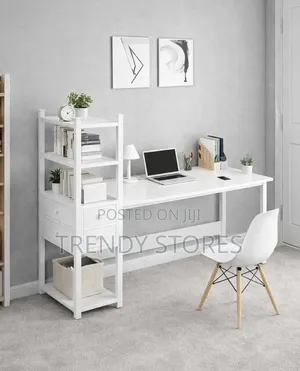 Minimalist Workstation with Shelves & Drawers