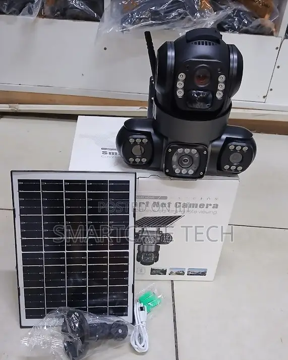 V380 Triple Lens Solar CCTV Camera - 4G Wireless Usalama wa Nje - 1