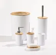 6-in-1 Luxury Bathroom Accessories Set with Bamboo Lid - 3