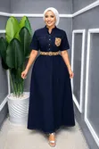 Buttoned Denim Maxi Shirt Dress - 1
