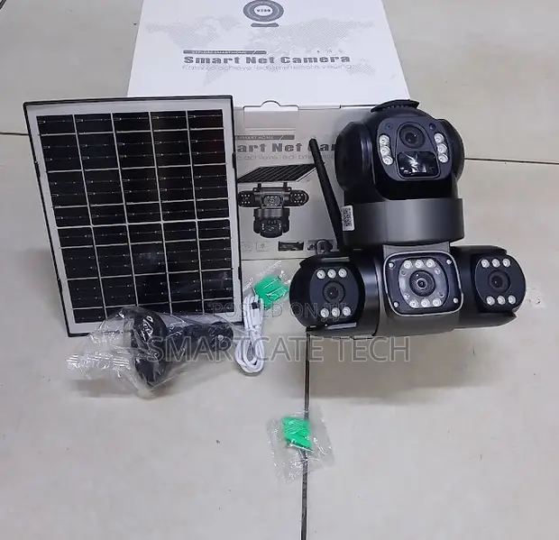 V380 4G Smart Solar Security Camera - Triple Lens, Night Vision - 1