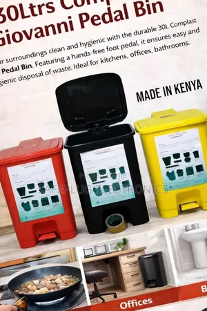 30L Pedal Bin - Hands-Free Plastic Dustbin