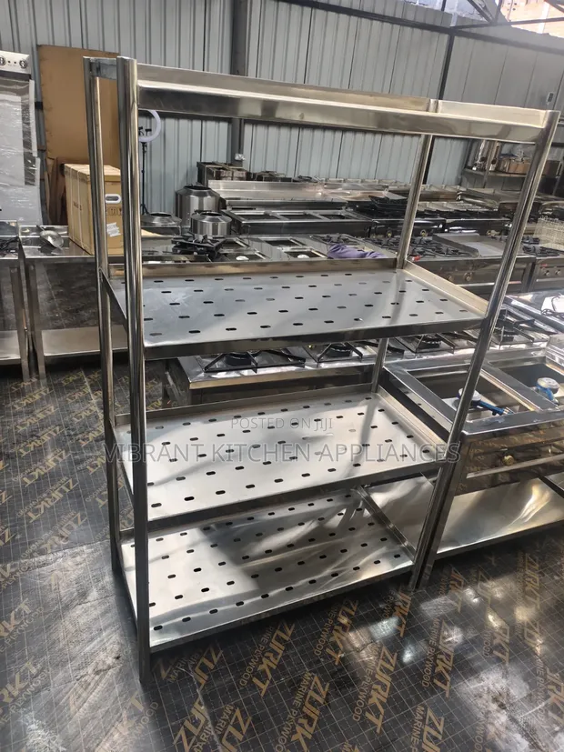 Four-Tier Stainless Steel Perforated Kitchen Rack - 1