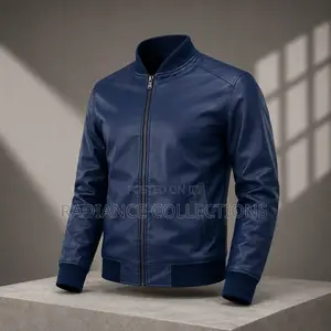 Navy Blue Leather Jacket