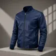 Navy Blue Leather Jacket - 1