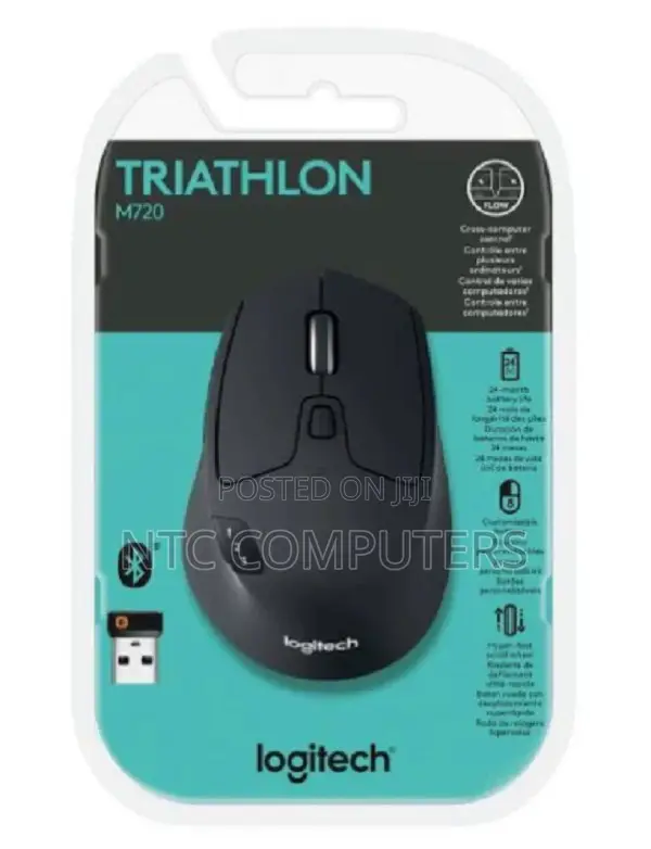 Logitech M720 Triathlon Multi-Device Wireless Mouse - Nyeusi - 1