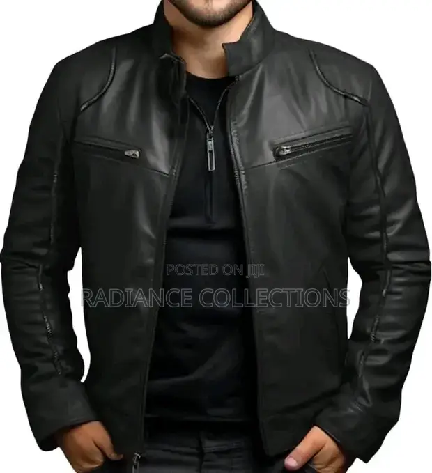 Men's Genuine Leather Zipper Jacket - 1